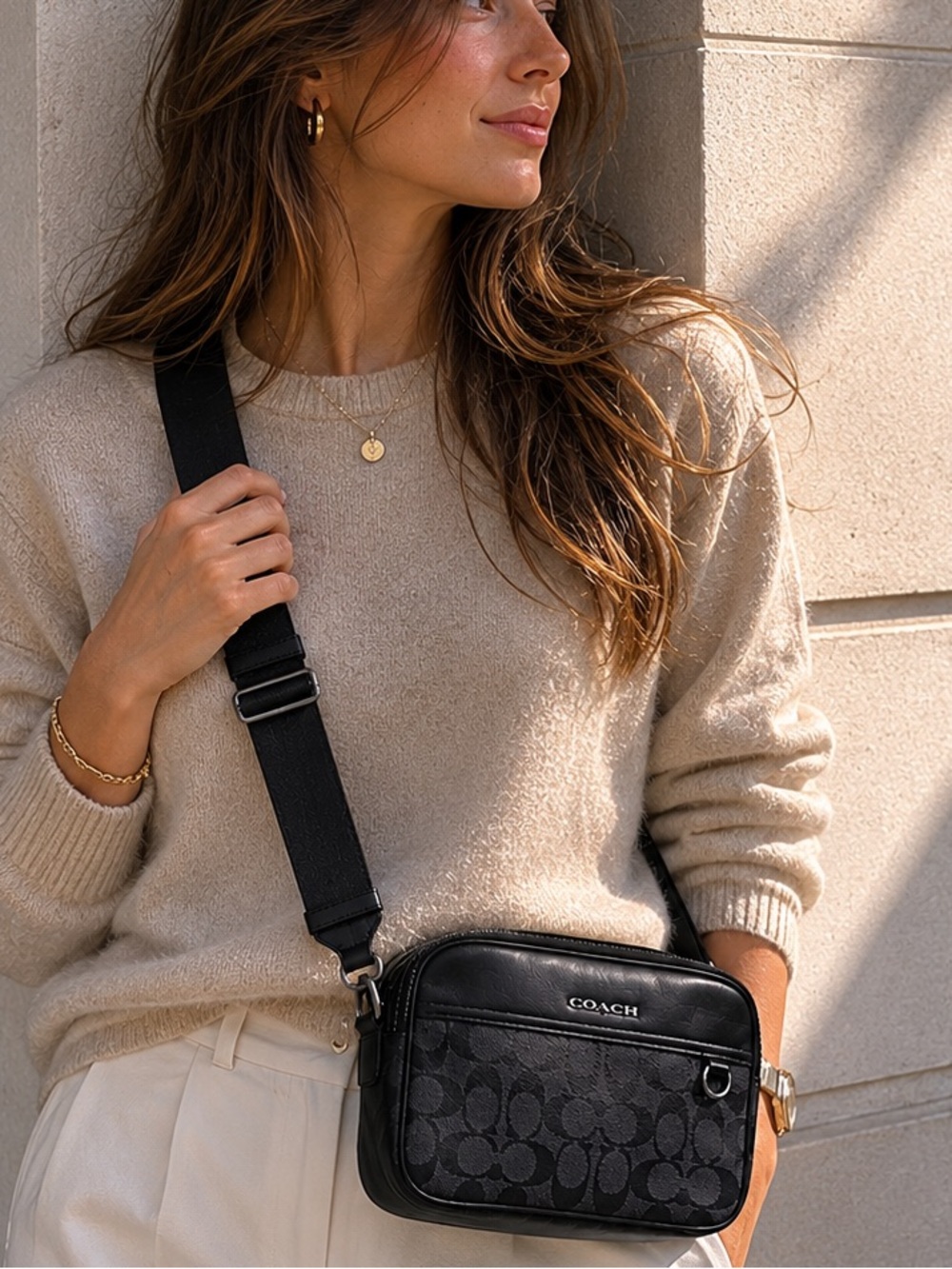 Coach Black Signature Messenger Bag